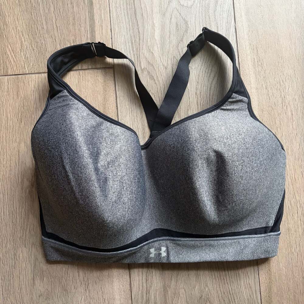 Under Armour High Support Sports Bra Gray Black Size 38DD